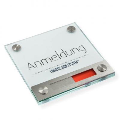 Tuerschild VITRUM B aus Glas rot gruen 130 130 mm